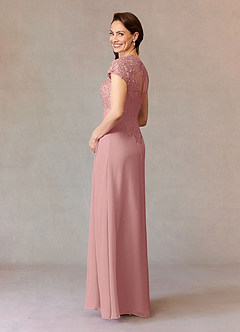 Azazie Junie Mother of the Bride Dresses Dusty Rose A-Line Lace Chiffon Dress image4