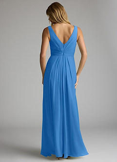 Azazie Gina Bridesmaid Dresses Blue Jay A-Line V-Neck Pleated Chiffon Dress image5