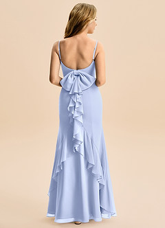 Azazie Lioren Junior Havfrue Sløjfe Chiffon Gulv-længde Junior brudepige Kjole image3