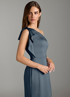 Azazie Rinna Bridesmaid Dresses Twilight Mermaid Ruched Stretch Satin Dress image5