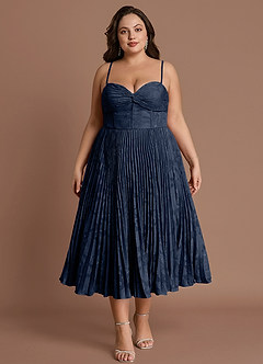 Annie Navy Pleated Midi Dress image11