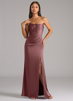 Azazie Marla Bridesmaid Dresses Vintage Mauve Sheath Strapless Stretch Satin Convertible Dress image3