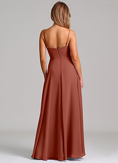 Azazie Elle Robes de demoiselle d'honneur Robe Trapèze en Mousseline de soie Plissée Auburn image7