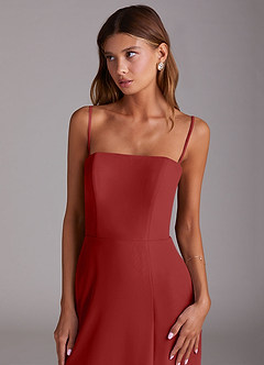 Azazie Wren Bridesmaid Dresses Rust A-Line Side Slit Chiffon Convertible Dress image6