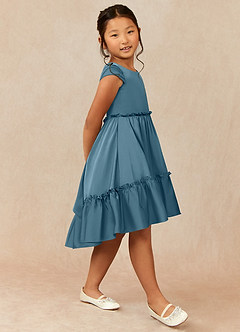 Azazie Lee Final Sale Bermuda A-Line Bow Stretch Satin Dress image3