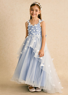 Azazie Darlina Flower Girl Dresses Ivory Ice Ball-Gown Lace Tulle Dress image6