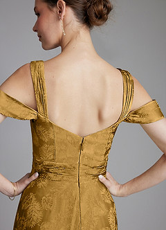 Azazie Emoria Bridesmaid Dresses Marigold Jacquard A-Line Off the Shoulder Jacquard Dress image8
