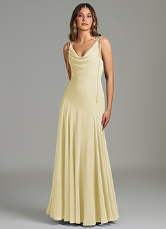 Azazie Dawn Bridesmaid Dresses Lemon Sorbet Mermaid Pleated Chiffon Dress image3