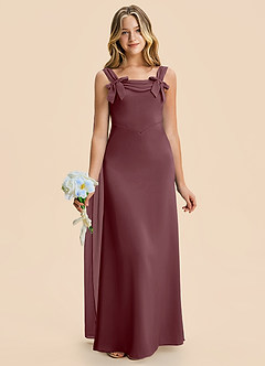 Azazie Chelsea Junior Sangria Sheath Pleated Stretch Satin Dress image4