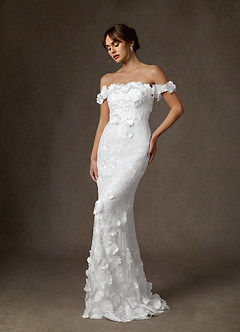 Azazie Olessia Abiti da Sposa Abito Sirena in Pizzo Bianco Diamante image7