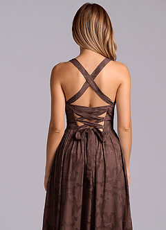 Azazie Francis Robes de demoiselle d'honneur Robe Trapèze en Blumen-Burnout Corset Ganache image8