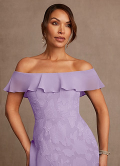 Azazie Marina Mère de la mariée Robes Robe Trapèze en Blumen-Burnout Épaules dénudées Lilas image5
