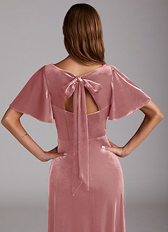 Azazie Kimber Bridesmaid Dresses Dusty Rose A-Line with Pockets Velvet Dress image2