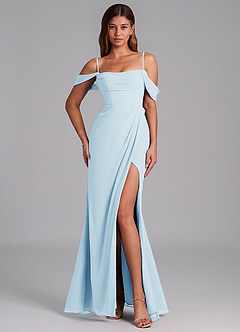 Azazie Johana Bridesmaid Dresses Sky Blue Mermaid Off the Shoulder Chiffon Convertible Dress image4