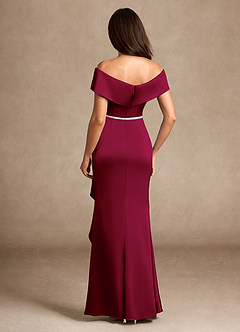 Azazie Dareia Mother of the Bride Dresses Burgundy Mermaid Off the Shoulder Stretch Satin Dress image2