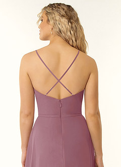 Azazie Naeem Bridesmaid Dresses Vintage Mauve A-Line V-Neck Ruffle Chiffon Dress image6