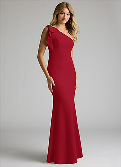 Azazie Rinna Bridesmaid Dresses Scarlet Mermaid One Shoulder Stretch Crepe Dress image1