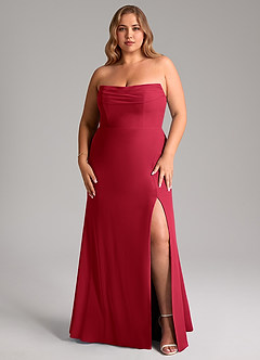 Azazie Saige Bridesmaid Dresses Scarlet A-Line Off the Shoulder Chiffon Convertible Dress image16