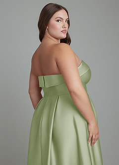 Azazie Lucienne Bridesmaid Dresses Dusty Sage A-Line Strapless Stretch Satin Convertible Dress image2