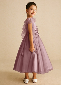 Azazie Minia Flower Girl Dresses Dusty Rose A-Line Bow Matte Satin Dress image2