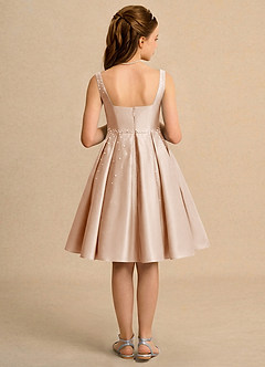 Azazie Jello Blumenmädchenkleider Ballkleid Plissee Matte Satin Kleid Englisches Rosa image2