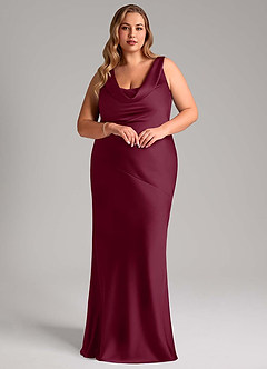Azazie Rylina Bridesmaid Dresses Mulberry Mermaid Stretch Satin Dress image9