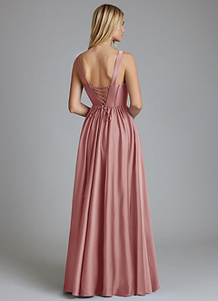 Azazie Delmie Bridesmaid Dresses Dusty Rose A-Line Corset Stretch Satin Dress image2
