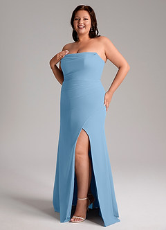 Azazie Leonis Bridesmaid Dresses Steel Blue Sheath Strapless Chiffon Convertible Dress image13