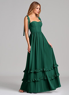 Azazie Anastacia Bridesmaid Dresses Emerald A-Line Sweetheart Neckline Chiffon Dress image3