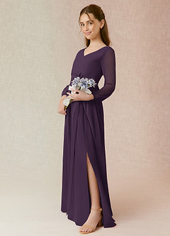 Azazie Angelica Junior Plum A-Line Pleated Chiffon Dress image3