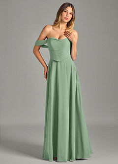 Azazie Chelsey Schlussverkauf Wandelbar A-Linie Schulterfrei Chiffon Kleid Lemon Sorbet image4
