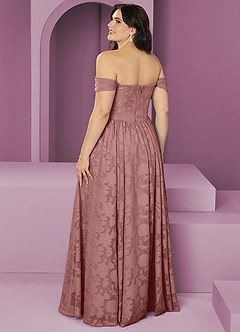 Barbie ♥ Azazie Robes de demoiselle d'honneur Robe Trapèze Convertible en Blumen-Burnout Épaule décolletée Rose Poussiéreuse image8