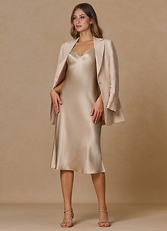 front Belicia Tan 100% Linen 2-Piece Suit