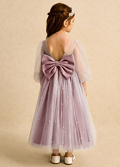 Azazie Trudy Blumenmädchenkleider Ballkleid Herzausschnitt Tüll Kleid Altrosa image2