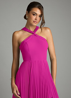 Azazie Afra Bridesmaid Dresses Fuchsia A-Line Pleated Chiffon Dress image5