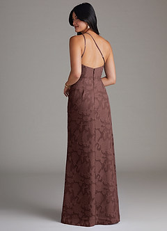 Azazie Mika Robes de demoiselle d'honneur Robe Fourreau en Blumen-Burnout Ue épaule Expresso image4