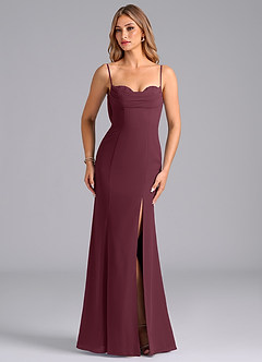 Azazie Wynni Abiti da Damigella Abito Sirena in Chiffon Corsetto Cabernet image4