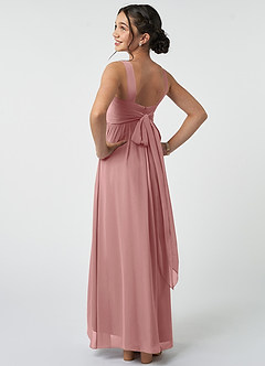 Azazie Kora Junior Dusty Rose A-Line Pleated Chiffon Dress image4