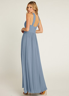Azazie Jacey Final Sale Dusty Blue A-Line Pleated Chiffon Dress image4