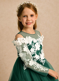 Azazie Lilah Flower Girl Klänningar Klänning A-linje i Tyll Spets image6