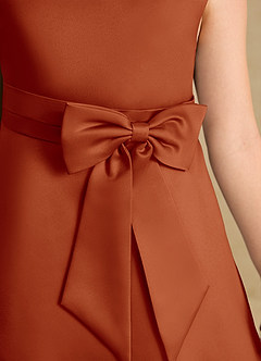 Azazie Eve Abiti da Ragazza di Fiori Abito A-Line in Raso Opaco Plissettato Paprika image6