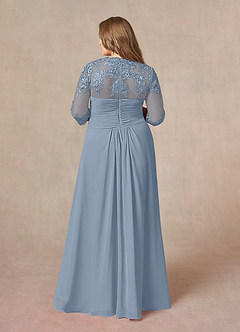 Azazie Devereaux Mother of the Bride Dresses Dusty Blue A-Line Lace Chiffon Dress image7