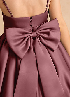 Azazie Davine vestidos de niña de las flores Vestido de Rosa Del Desierto de Satin Mate de Corte En A con Tirante Espagueti image10