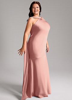 Azazie Kinsley Brautjungfernkleider Meerjungfrau-Linie Seitliche Cut-Outs Stretch-Satin Kleid Rosettenrosa image12