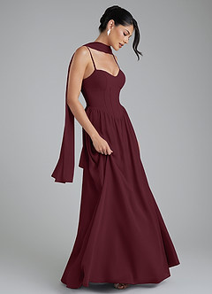 Azazie Alisha Bridesmaid Dresses Cabernet A-Line Corset Chiffon Dress image6