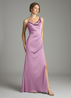 Azazie Samara Bridesmaid Dresses Wisteria Mermaid Pleated Stretch Satin Dress image4