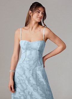 Azazie Valentine Bridesmaid Dresses Sky Blue A-Line Sweetheart Neckline Floral Burnout Dress image6