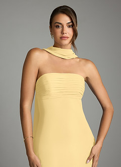 Azazie Saylor Bridesmaid Dresses Butter Mermaid Strapless Chiffon Dress image6