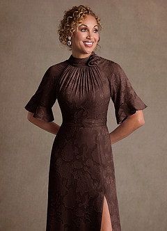 Azazie Hypatia Suknie dla Matki Panny Młodej Osłona Pofałdowany Kwiatowe wypalenie Długość podłogi Sukienka image6