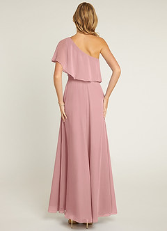 Azazie Lizzy Bridesmaid Dresses Dusty Rose A-Line One Shoulder Chiffon Dress image2